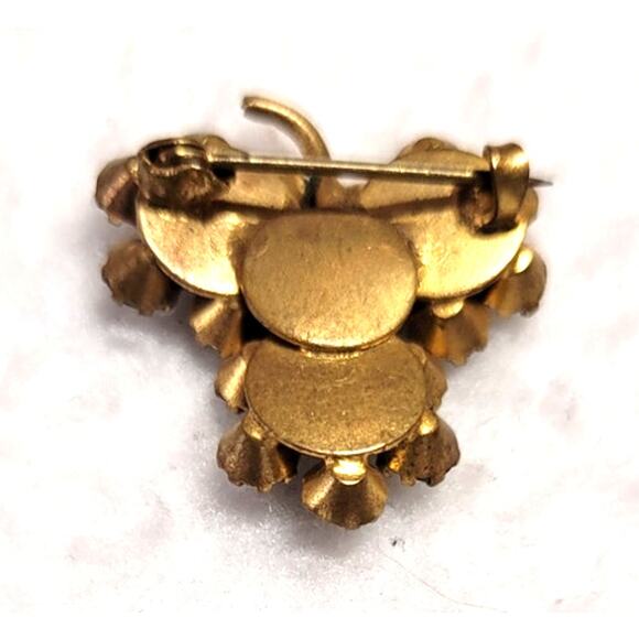Clear Rhinestone Grapes Fruit Cluster Bunch Goldtone Brooch Prong Set Vintage - Picture 5 of 8